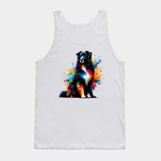 Croatian Sheepdog in Artistic Colorful Splash Style Tank Top